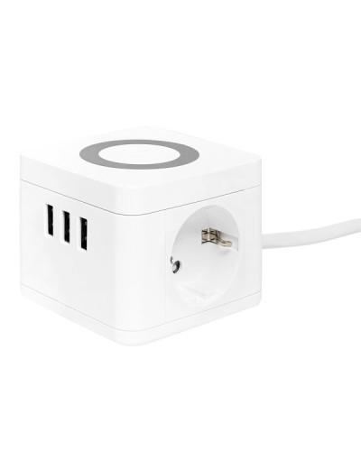 Удлинитель Куб 2 гнезда 3USB 2,4А+зарядное устройство 1,3 метра 1мм2. Удлинитель Куб. EKF в Бердске