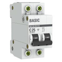 Автоматический выключатель 2P 25А (C) 4,5кА ВА 47-29 Basic (mcb4729-2-25C). Автоматический выключатель. EKF