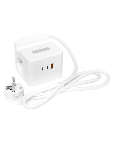 Удлинитель Куб 2 гнезда USB + 2Type C с быстрой зарядкой, подставкой под телефон и ночником 1,3 метра 1мм2. Удлинитель Куб. EKF в Бердске