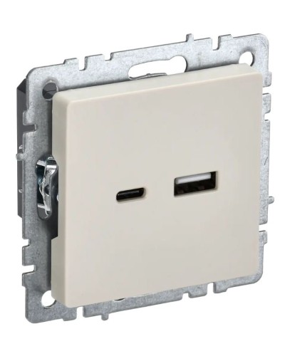 Розетка USB A+C 18Вт РЮ11-1-БрКр бежевый BRITE (BR-U22-018-K10). Розетка USB. IEK в Бердске