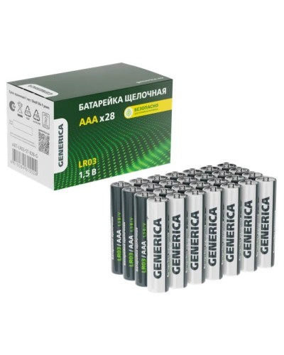 Батарейка Alkaline LR03/AAA GENERICA (28 шт) (ABT-LR03-ST-B28-G). Батарейка щелочная. IEK в Бердске