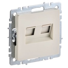Розетка RJ45 РК10-2-БрКр кат.5E, бежевый BRITE (BR-K20-1-K10). Розетка компьютерная двойная. IEK