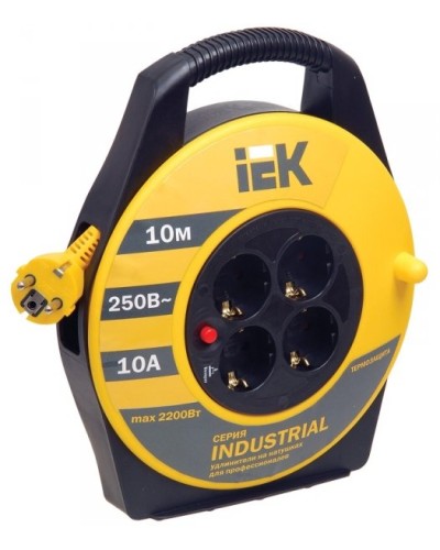 УК10 4 места, 10м (WKP15-16-04-10). Удлинитель на катушке Industrial. IEK в Бердске