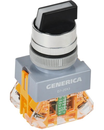 Переключатель D7-20X3 на 3 положения черный GENERICA (BSW50-20X3-3-21-3-K02-G). Переключатель. IEK в Бердске