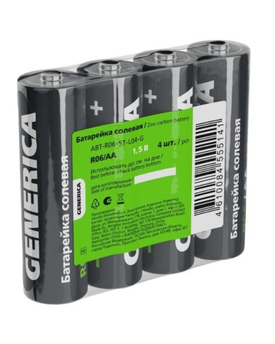 Батарейка солевая R06/AA GENERICA (4 шт) (ABT-R06-ST-L04-G). Батарейка солевая. IEK в Бердске
