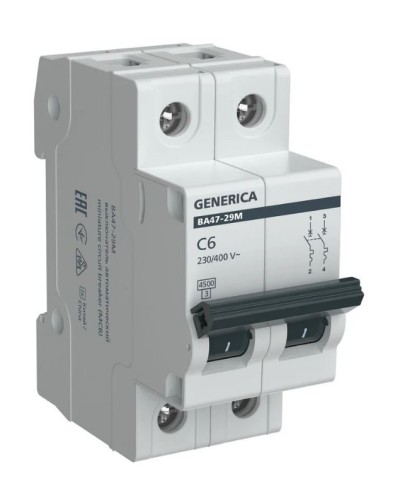 GENERICA ВА47-29М 2P C 6А 4,5кА (MVA21-2-006-C-G). Автоматический выключатель. IEK в Бердске