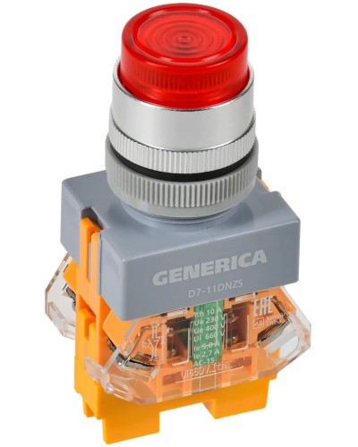 Кнопка D7-11DNZS d=22мм красная GENERICA (BBT50-11DNZS-3-11-K04-G). Кнопка управления с подсветкой и фиксацией. IEK в Бердске