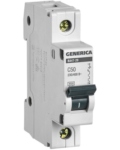 GENERICA ВА47-29 1P C 50А 4,5кА (MVA25-1-050-C). Автоматический выключатель. IEK в Бердске