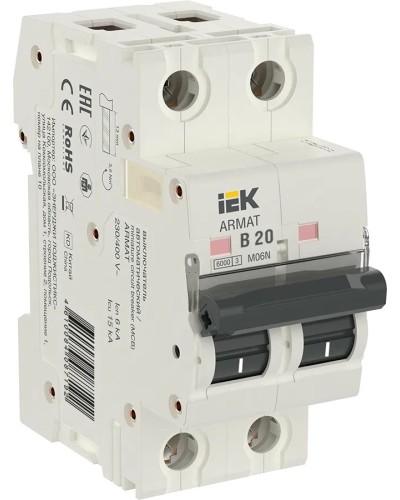 M06N 2P B 20А 6кА ARMAT (AR-M06N-2-B020). Автоматический выключатель. IEK в Бердске