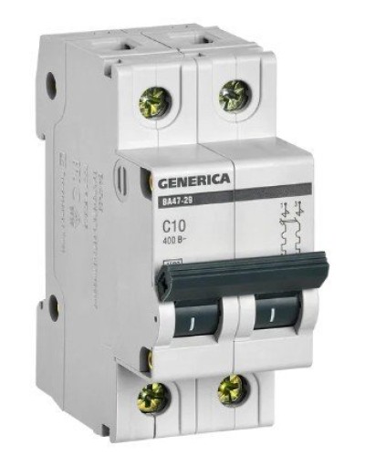 GENERICA ВА47-29 2P C 10А 4,5кА (MVA25-2-010-C). Автоматический выключатель. IEK в Бердске