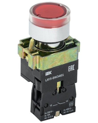 Кнопка LAY5-BW3461 с подсветкой красный 1з (BBT50-BW-K04). Кнопка с подсветкой. IEK в Бердске