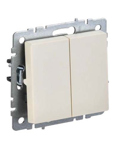 Выключатель 2-клавишный проходной ВС10-2-6-БрКр бежевый BRITE (BR-V22-0-10-K10). Выключатель. IEK в Бердске