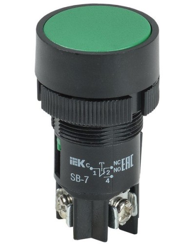 Кнопка SВ-7 Пуск зеленая D=22 мм (BBT40-SB7-K06). Кнопка. IEK в Бердске
