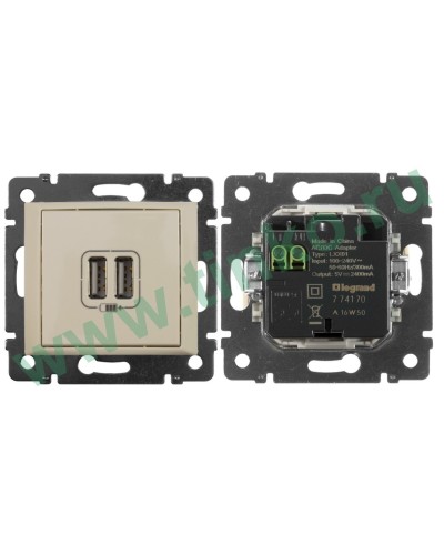 Розетка Valena двойная, USB, слоновая кость (774170). Розетка. LegranD в Бердске