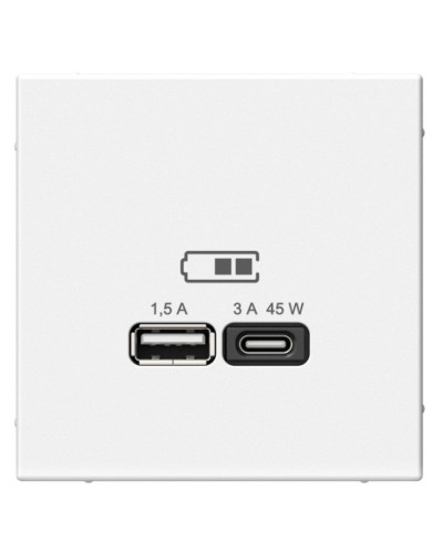 ArtGallery розетка USB тип-A+C 45Вт, скрытой установки, механизм, белый (GAL000129). Розетка USB. Systeme Electric в Бердске