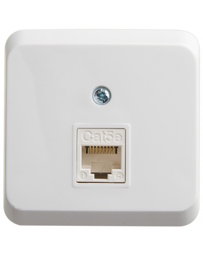 Этюд розетка RJ45 1-местная, кат. 5Е, открытой установки, белый (KOMA-001B). Розетка компьютерная. Systeme Electric в Бердске