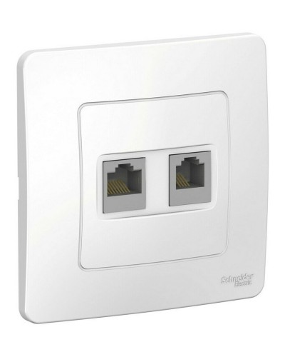 BLANCA розетка RJ45+RJ11 2-местная, кат. 5Е, скрытой установки, белый (BLNIS045111). Розетка компьютерная + телефонная. Systeme Electric в Бердске