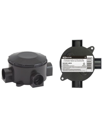 Распаячная коробка ОП D80х35мм, IP42, 3-х рожковая, черная TDM (SQ1401-4054). Распаячная коробка ОП. TDM ЕLECTRIC в Бердске