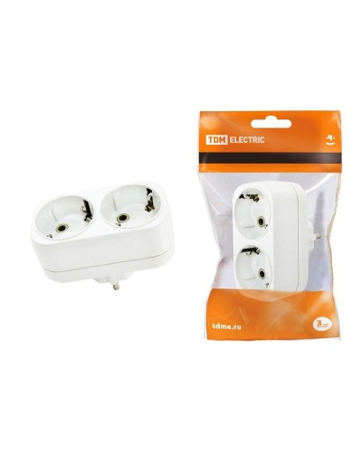 Блок на 2 гнезда 2П+З плоский 16А 250B TDM (SQ1806-0026). Розетка. TDM ЕLECTRIC в Бердске
