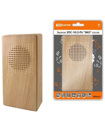 ЗПС-10/2-Пт ЭКО сосна, птичка, без кнопки, AC 230V (SQ1901-0026). Звонок проводной. TDM ЕLECTRIC в Бердске