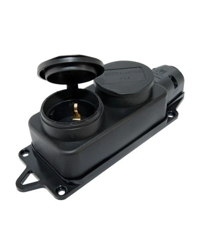 Розетка двухместная 2Р+РЕ 16А 250В IP44 (SQ0612-0010). Розетка двухместная с заглушками каучук. TDM ЕLECTRIC в Бердске