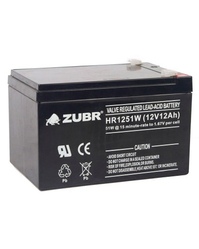 ZUBR HR 1251W (12V, 12Ah). Аккумулятор герметичный свинцово-кислотный. ZUBR в Бердске