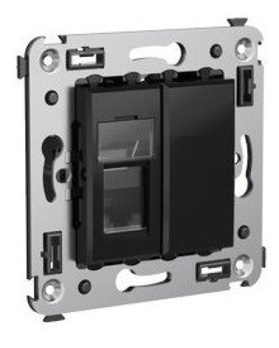 Розетка RJ-45 в стену Avanti одинарная черный квадрат (4402463). Розетка компьютерная. ДКС в Бердске