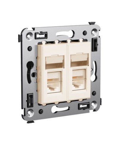 Розетка RJ-45 Avanti в стену двойная экранированная ванильная дымка (4405364). Розетка. ДКС в Бердске