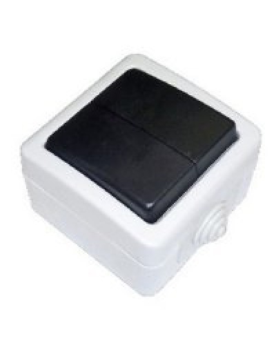 Переключатель двухклавишный 2-полюсный с 2 мест EF602SA, серый, LK Aqua (80006). Переключатель. Экопласт в Бердске