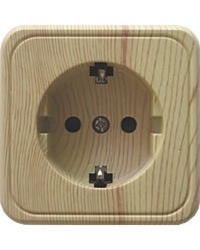 Розетка одинарная открытой установки с з/к, сосна, LK Standard (813225). Розетка с заземляющими контактами и защитными шторками. Экопласт в Бердске