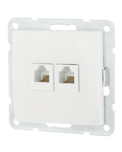 Розетка телефонная двойная 2xRJ-12 с накладкой, белый LK60 (865604-1). Розетка телефонная. Экопласт в Бердске