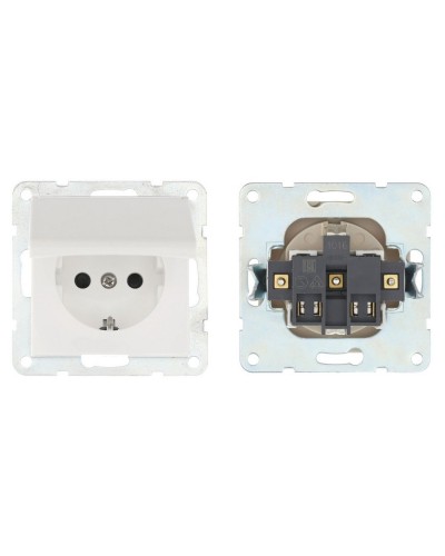 Розетка с з/к, шторками и крышкой, белый LK80 (843404-1). Розетка. Экопласт в Бердске