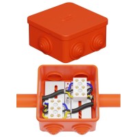 Коробка JBS080 85х85х50, 6 вых., 3P (0,15-6,0 мм²) (43201HF). Коробка монтажная, огнестойкая, без галогена. Экопласт