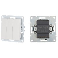 Выключатель 3-клавиши с индикаторами 16 A, 250 B, белый LK60 (862104-1). Выключатель. Экопласт