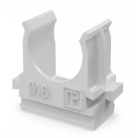 Крепеж-клипса для труб АБС-пластик в п/э D16 (100 шт) (PR.02616). Крепление для труб ПВХ. Промрукав
