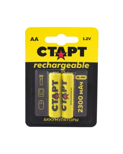 СТАРТ HR6 (AA, 2300 mah), упак. 2 шт. БЛИСТЕР. Перезаряжаемые аккумуляторы. СТАРТ в Бердске