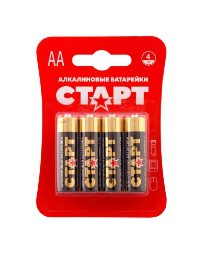 СТАРТ LR6-BL4 (1,5 В, AA, LR6), упак. 4 шт. БЛИСТЕР. Алкалиновые батарейки. СТАРТ в Бердске