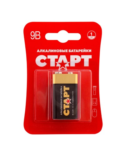 СТАРТ 6LR61-BL1 (9 В, Крона,  6LR61), БЛИСТЕР. Алкалиновая батарейка. СТАРТ в Бердске